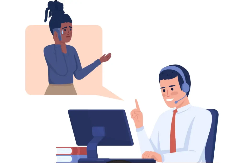 Call Center Employee Talking with Customer