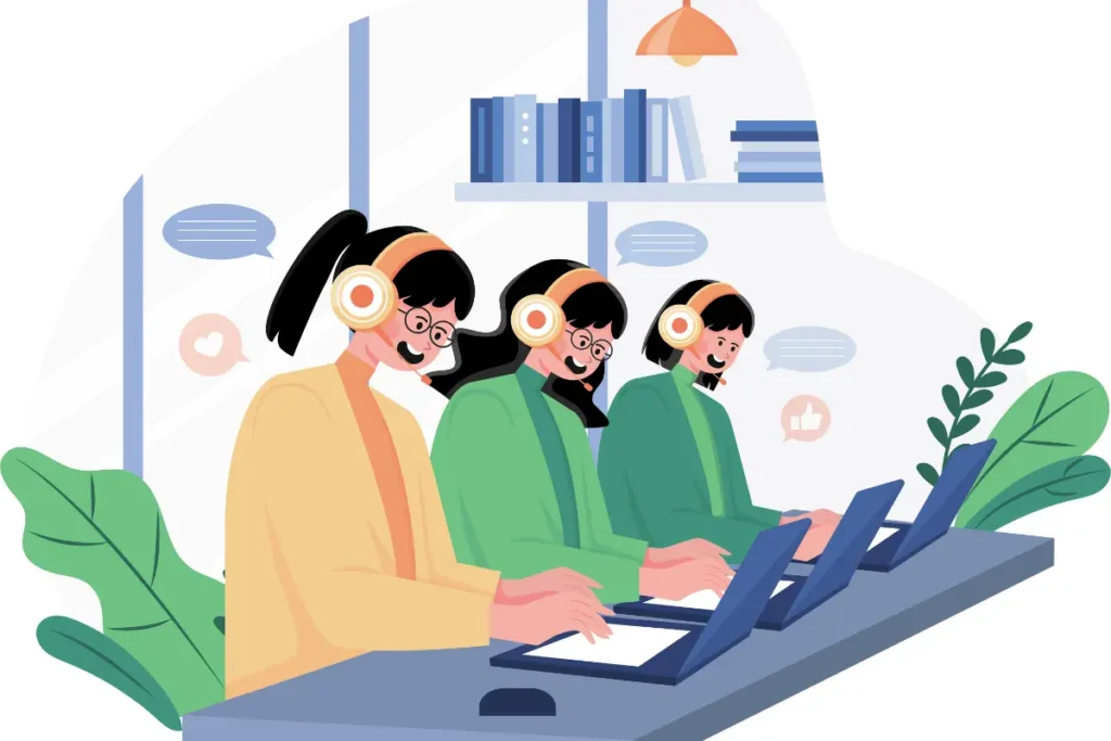 Call Center Employees Sitting in a row