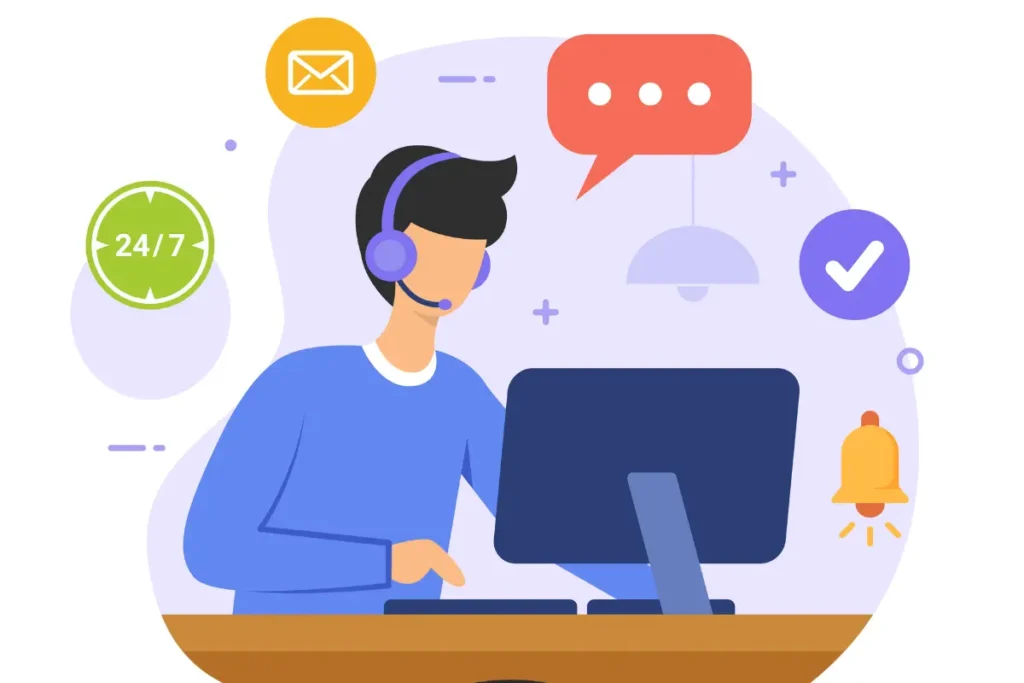 Call Center Graphic with Chat, Email